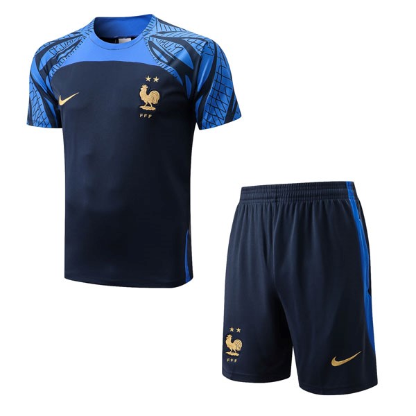 Trainingsshirt Frankreich Komplett-Set 2022-23 Blau